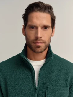 Next vert foncé - Zippé sur toute la longueur - Polaire en peau de mouton Discount