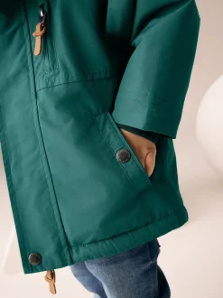 Next - Parka imperméable doublée de borg (3mois-7ans) Vert forêt Clearance