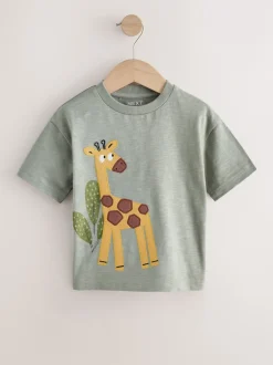 Next - T-shirt appliqué Manches courtes (3mths-7yrs) Vert girafe Online