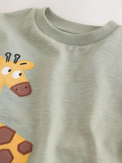 Next - T-shirt appliqué Manches courtes (3mths-7yrs) Vert girafe Online