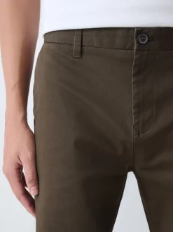 Next - Ajustement droit - Pantalon chino stretch Vert kaki Discount