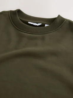 Next - Ajustement régulier - Sweat-shirt épais à Col rond riche en coton Vert kaki