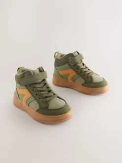 Next Vert kaki - Baskets hautes à lacets élastiques à fermeture par contact