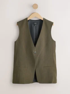 Next Vert kaki - Blazer Gilet croisé Sale
