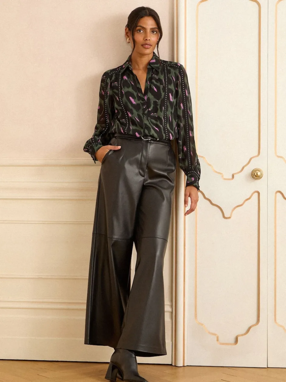 Love & Roses Vert kaki - Chemise à manches longues boutonnée Online