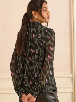 Love & Roses Vert kaki - Chemise à manches longues boutonnée New