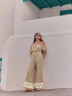 Next Vert kaki - Combinaison ample 100% coton à épaules dénudées Discount