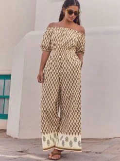 Next Vert kaki - Combinaison ample 100% coton à épaules dénudées Discount