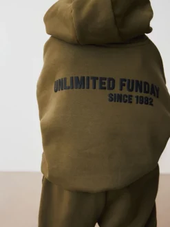 Next Vert kaki - Ensemble Sweat-shirt à capuche et Survêtement à slogan (3mois-7ans) New