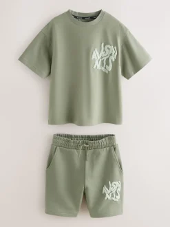 smALLSAINTS Vert kaki - Ensemble t-shirt et short en molleton Orlando Hot