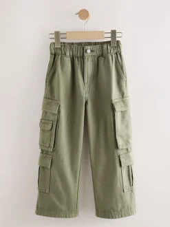 Next Vert kaki - Pantalon cargo en coton tissé en sergé (3-16ans) Hot