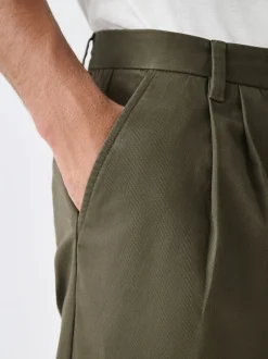 Next Vert kaki - Pantalons chinos extensibles à double pli Online