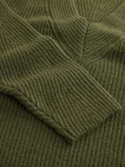 Next Vert kaki - Robe mi-longue très douce à col en V en laine Best