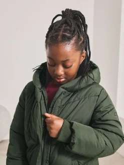 Next Vert kaki - Résistant à la douche Faux Fur Lined À capuche Doudounes (3-16yrs)