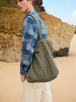 Next Vert kaki - Sac cabas en coton Discount