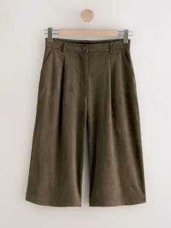 Next Vert kaki - Short long en faux daim Sale