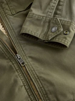 Next Vert kaki - Veste zippée doublée de peau de mouton Online