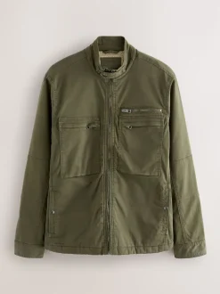 Next Vert kaki - Veste zippée doublée de peau de mouton Online