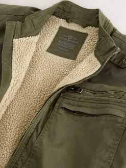 Next Vert kaki - Veste zippée doublée de peau de mouton Online