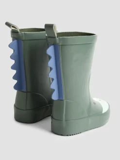 Jojo Maman Bébé Vert kaki motif dinosaure - Bottes de pluie Character Outlet