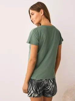 Next Vert kaki palmier - Ensemble pyjama short Sale