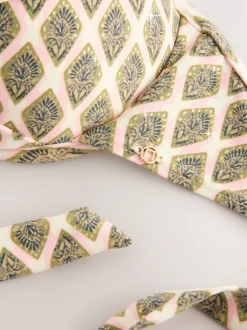 Next - Haut de bikini rembourré plongeant avec armatures rembourré Vert kaki/Cream Woodblock à la feuille d'aluminium Discount