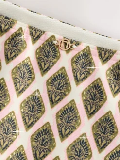 Next - Bas de bikini Vert kaki/Cream Woodblock à la feuille d'aluminium Best