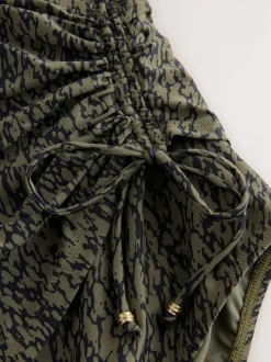 Next - Maillot de bain gainant le ventre froncé Vert kaki/noir Best