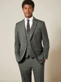 Next Vert marron - - Veste de costume stretch Motionflex Slim Fit (Slim Fit) New