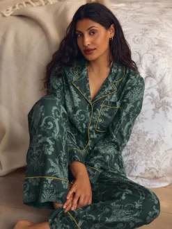 Laura Ashley - Pyjama Josette boutonné Vert émeraude Hot