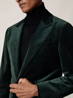 Reiss Vert émeraude - Apsara Blazer en velours à boutonnage simple habillé Best