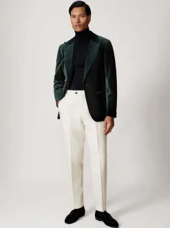 Reiss Vert émeraude - Apsara Blazer en velours à boutonnage simple habillé Best