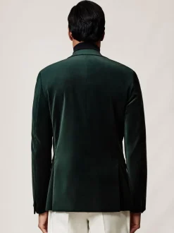 Reiss Vert émeraude - Apsara Blazer en velours à boutonnage simple habillé Best