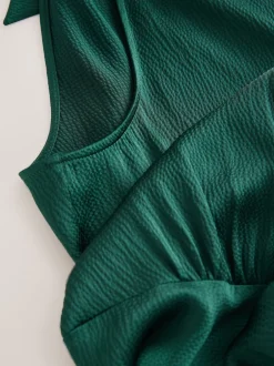 Next - Texture Satin Licol Sans manches Mi-long Robe Vert émeraude