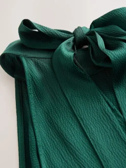 Next - Texture Satin Licol Sans manches Mi-long Robe Vert émeraude