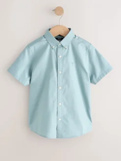 Next - Manches courtes Coton riche Oxford Chemise (3-16ans) Vert minéral Best