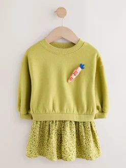 Next Vert motif carrot - Robe sweat à jupe en maille (3mois7ans) Hot