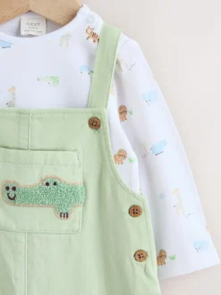 Next Vert motif safari Animal - Ensemble salopette et body en sergé pour bébé (0mths-2yrs) Outlet