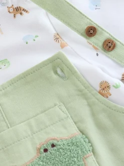 Next Vert motif safari Animal - Ensemble salopette et body en sergé pour bébé (0mths-2yrs) Outlet