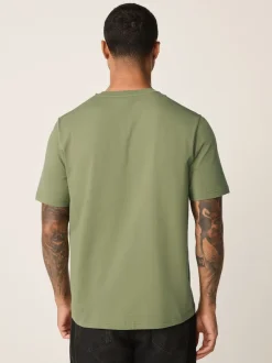 Next - Ajustement régulier - T-shirt Essential Col rond en coton Vert mousse Outlet
