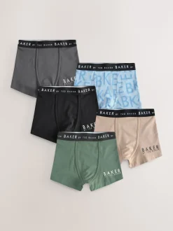 Baker by Ted Baker Vert multicolore - Lot de 5 boxers garçon Discount