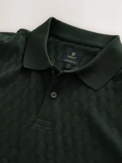 Next - Ajustement régulier - Polo habillé en jacquard Vert olive Hot