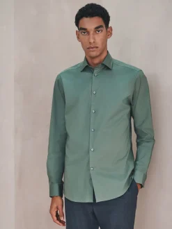 Next - Chemise habillée à manches longues en coton extensible Vert olive Sale