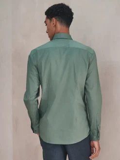Next - Chemise habillée à manches longues en coton extensible Vert olive Sale