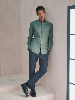 Next - Chemise habillée à manches longues en coton extensible Vert olive Sale