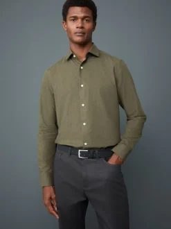 Next Vert olive - Chemise élégante douce au toucher à manches longues Outlet