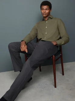 Next Vert olive - Chemise élégante douce au toucher à manches longues Outlet