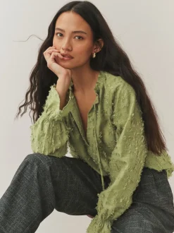 Next Vert olive - Chemisier Tufty en jacquard à manches longues New