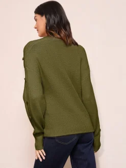 Friends Like These Vert olive - Pull avec manches à boutons Best