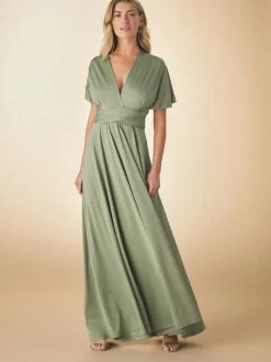 Next Vert olive - Robe longue de demoiselle d’honneur multicolore en jersey pour invitée de mariage Clearance